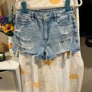 American Eagle Outfitters Blue Distressed Jean Shorts